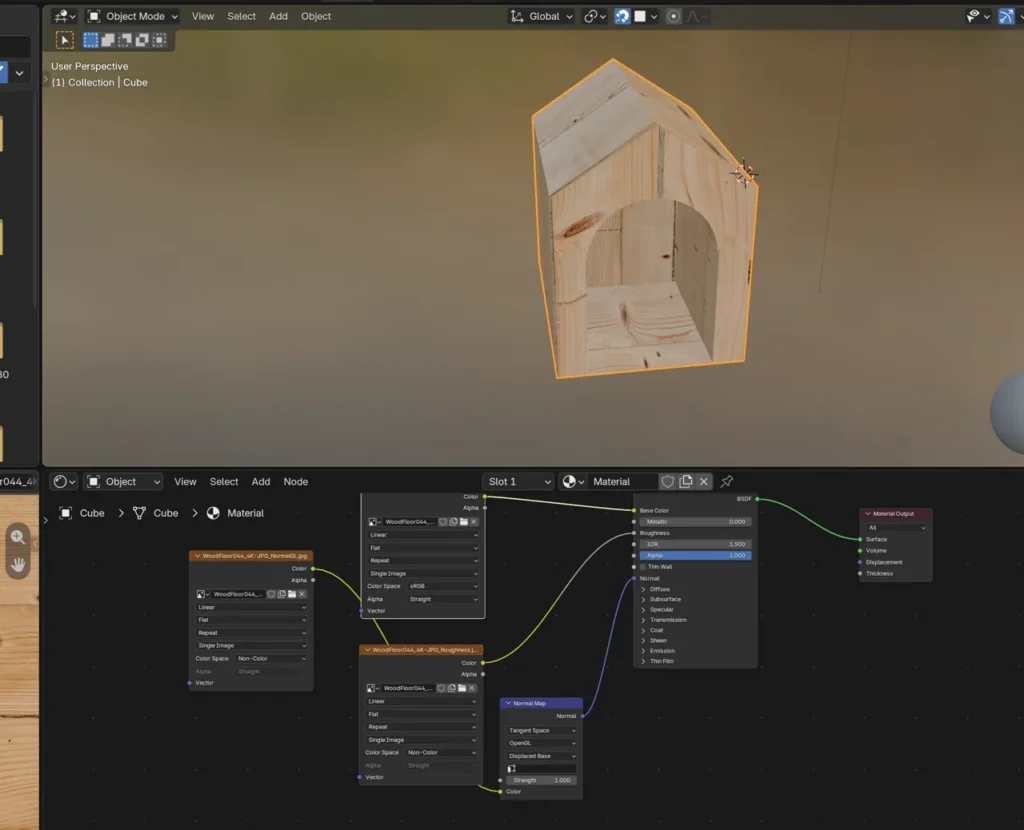 View of Blender's texture mapping